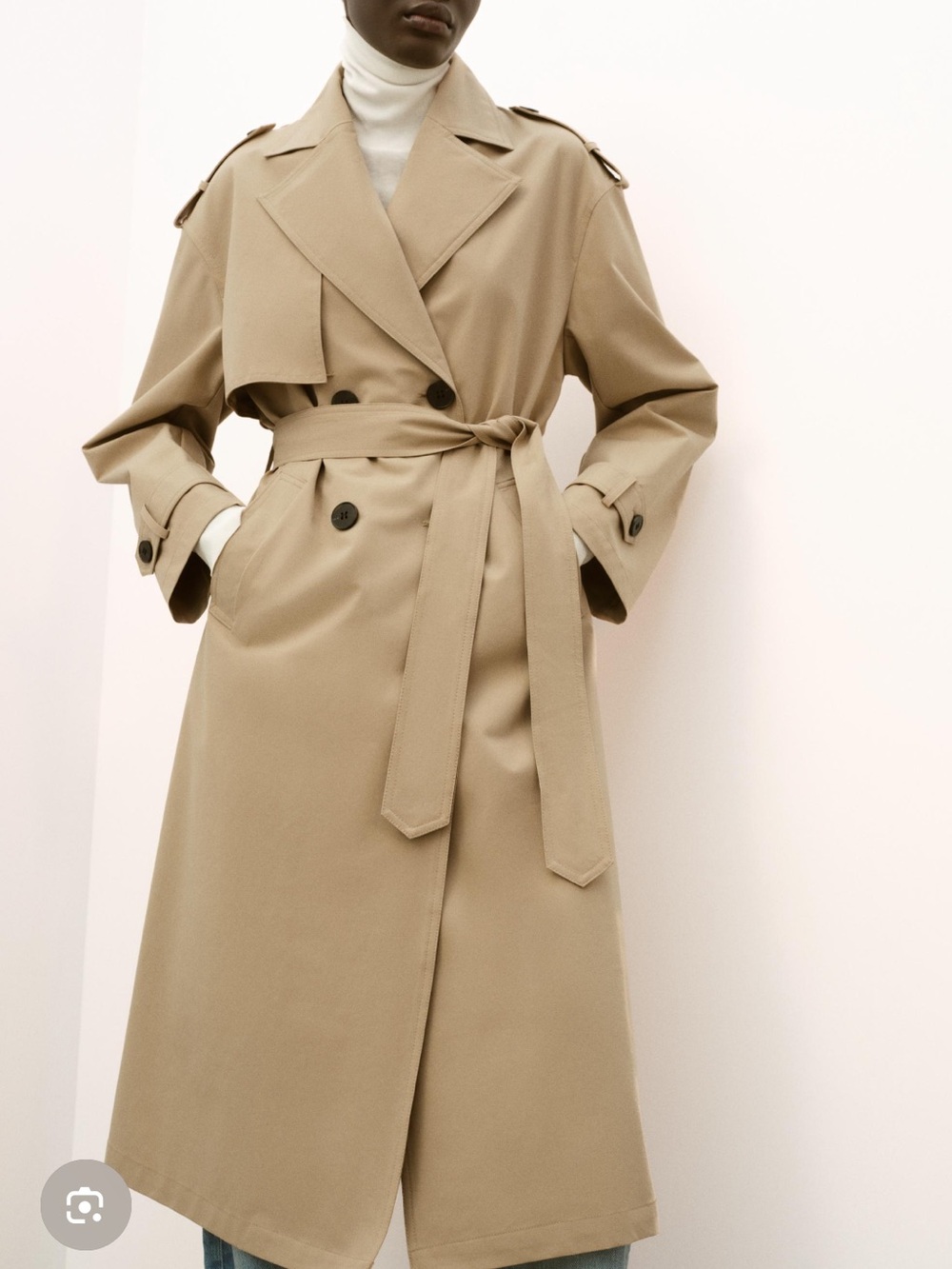 ZARA Long Belted Trench Coat - Light Camel NWOT - Picture 2 of 2